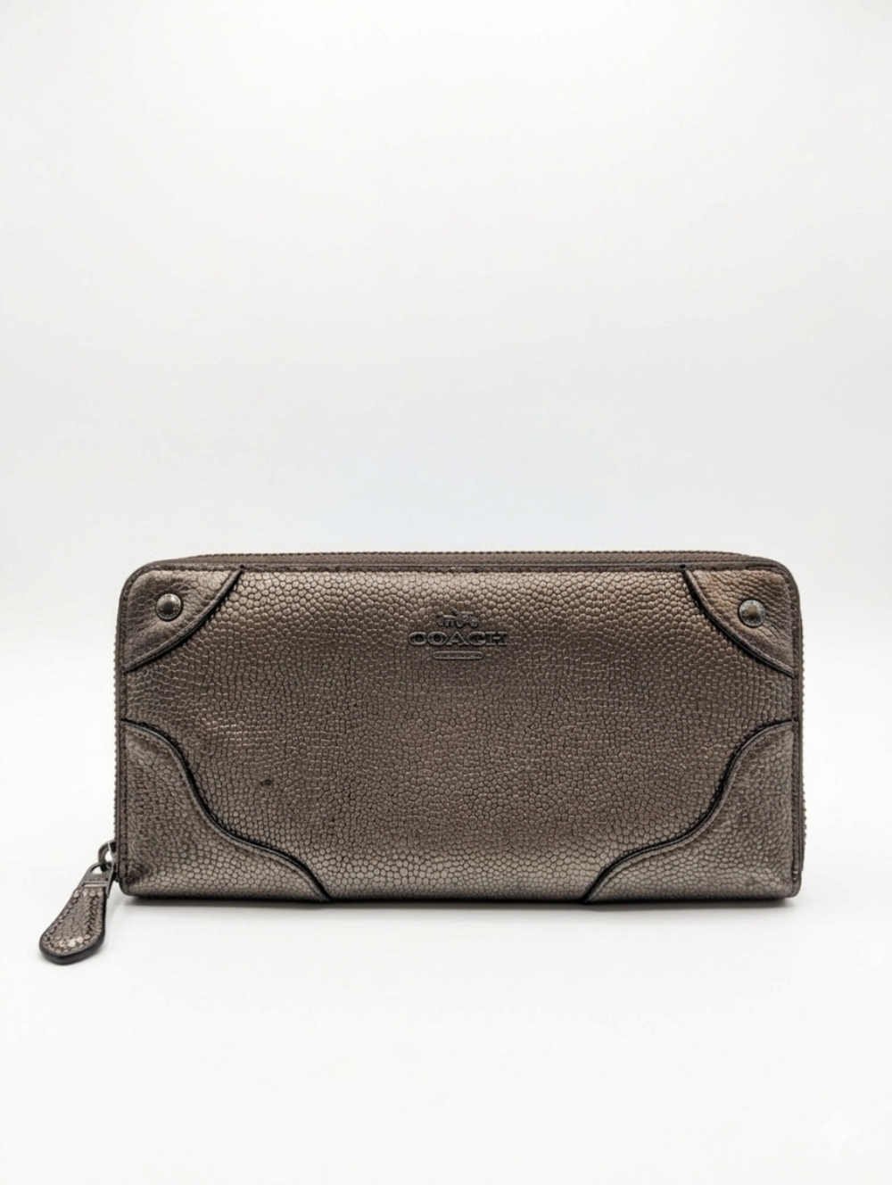 Coach Mickie Accordion Zip Wallet, Metallic Gunmetal - VGUC!